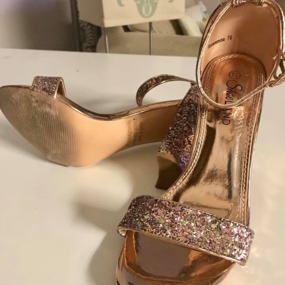 Rose gold glitter heels 7.5